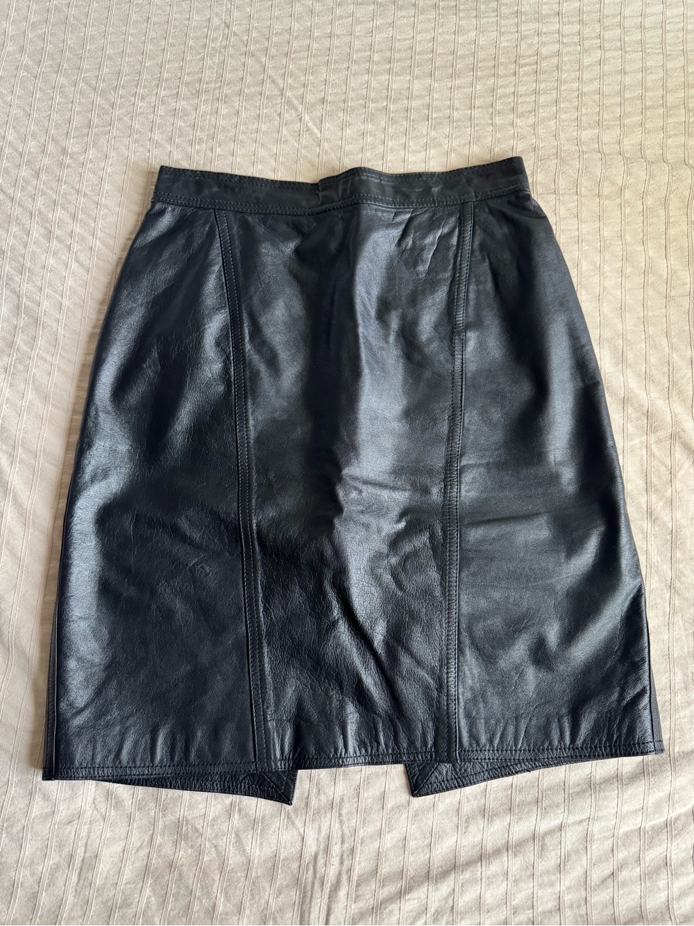 Perspective Black Leather Skirt